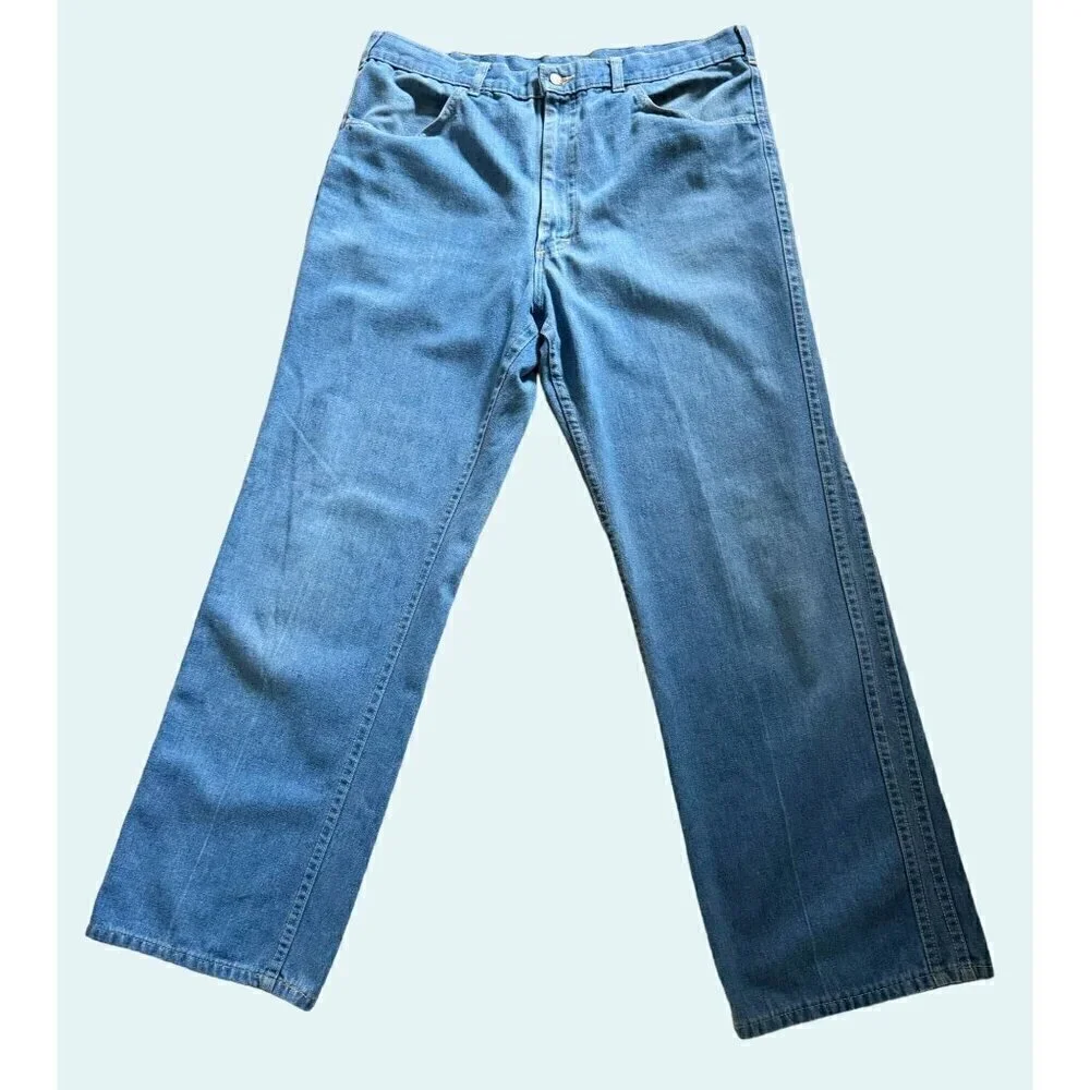 Vintage 1970s LEE Denim Wide Straight Leg Denim Jeans Size 34 X 31